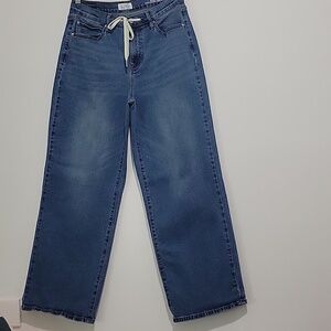 NICOLE MILLER NEW YORK NOMAD SUPER HIGH RISE WIDE LEG DRAWSTRING JEANS